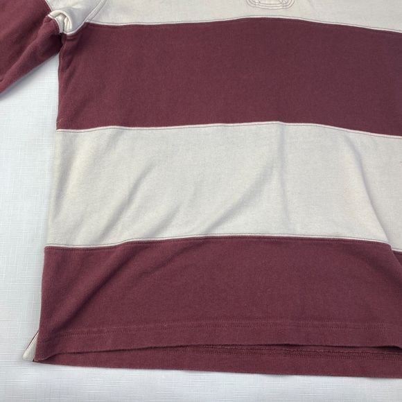 VINTAGE NHL HOCKEY Rugby POLO SHIRT! Long Sleeve Embroidered Maroon Striped Sz M - Picture 5 of 16